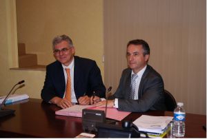 Jacques BLANCHET Président de la FFB Région Rhône-Alpes et Marc SAGNIMORTE président du Cluster Rhône-Alpes Eco-Energies